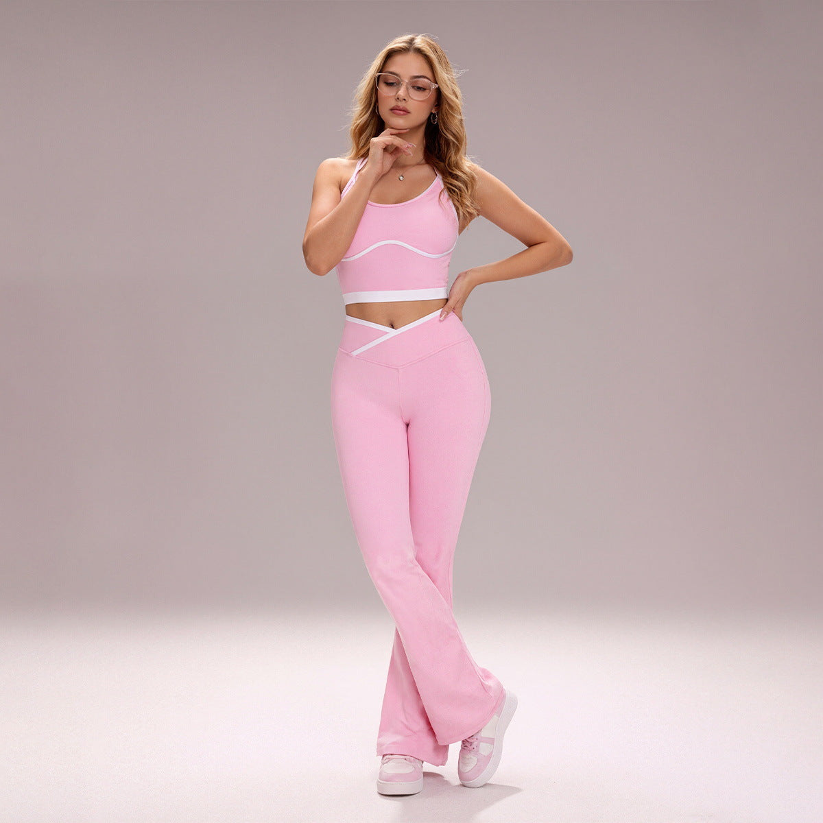 Women Quick Dry Yoga Sports Suit Two Piece Set Long Sleeve Fitness Outfit