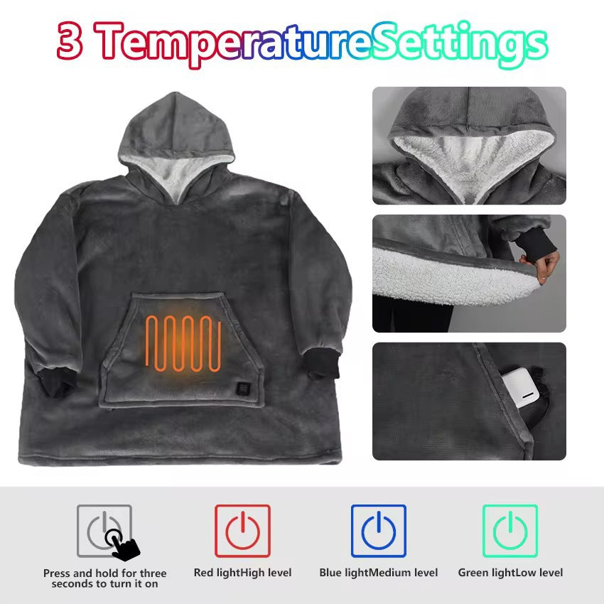 Wearable USB Heated Blanket with Sleeves, Soft Flannel Electric Warm Throw