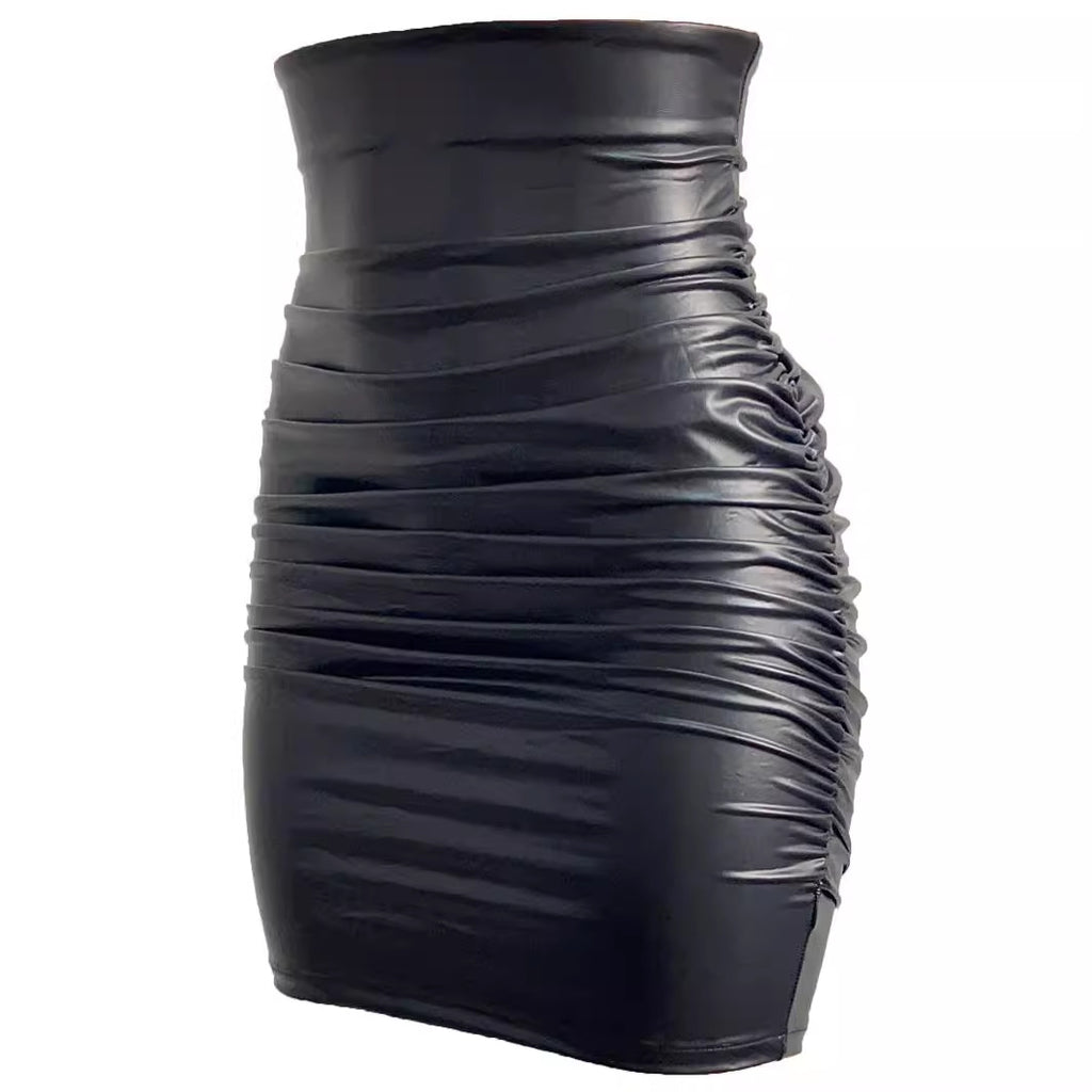 Womens PU Leather Bodycon Skirt
