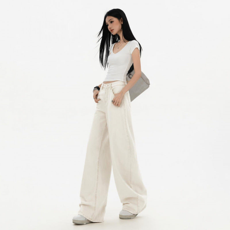 American Style Low Waist Slimming Loose Wide Leg Casual Jeans