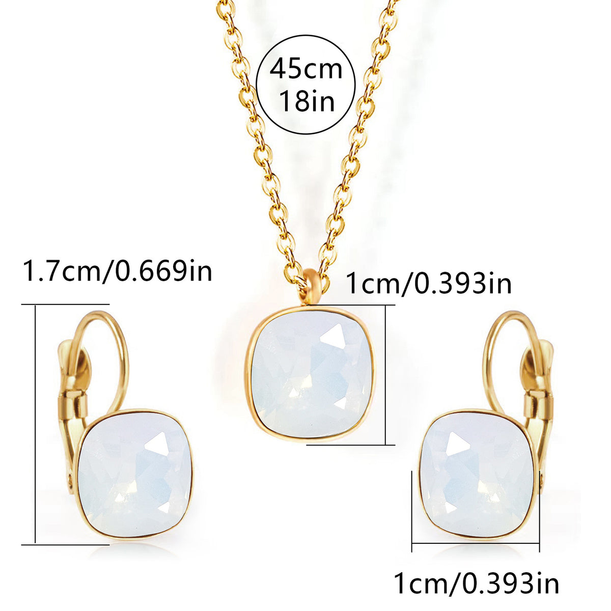 Square Zircon Jewelry with Gold Plated Finish