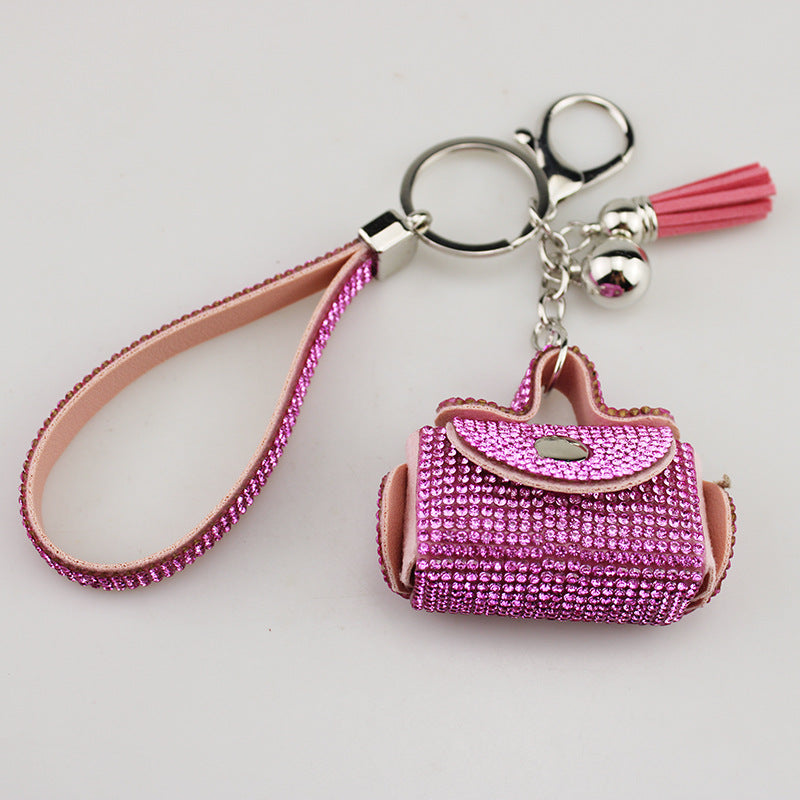 Rhinestone Mini Purse Keychain Coin Pill Earphone Holder Bag