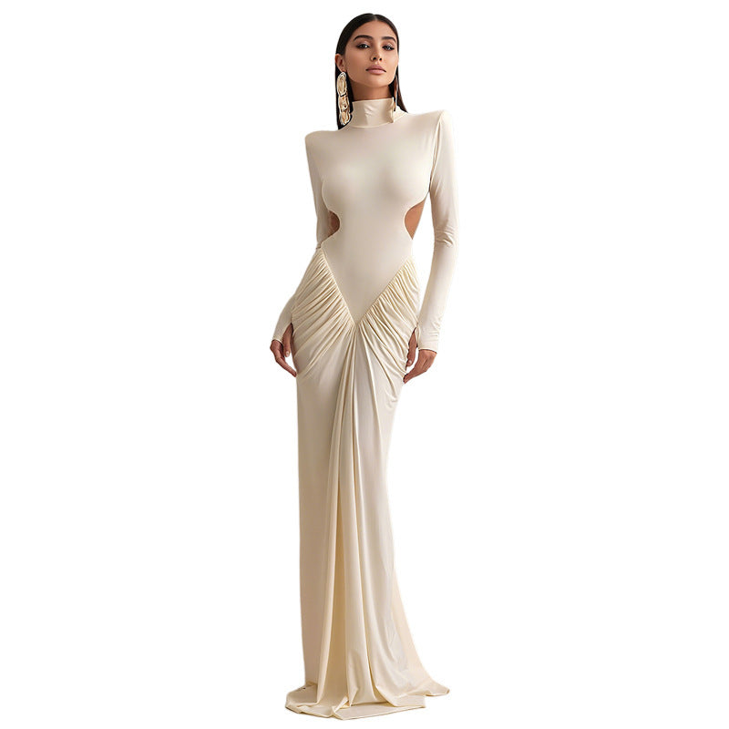 Elegant High Neck Backless Long Dress