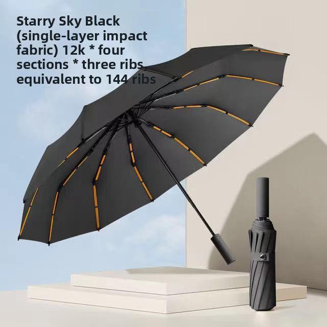 Fully Automatic Vinyl-Coated Tri-Fold Sun and Rain Umbrella