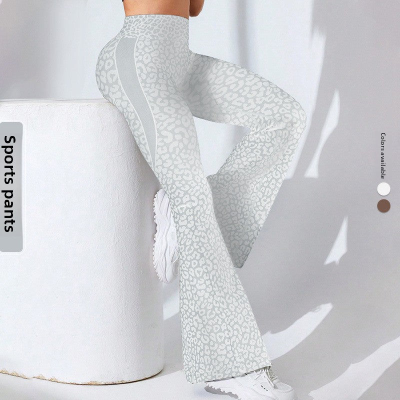 Women's High-Waisted Leopard Print Flared Yoga Pants
