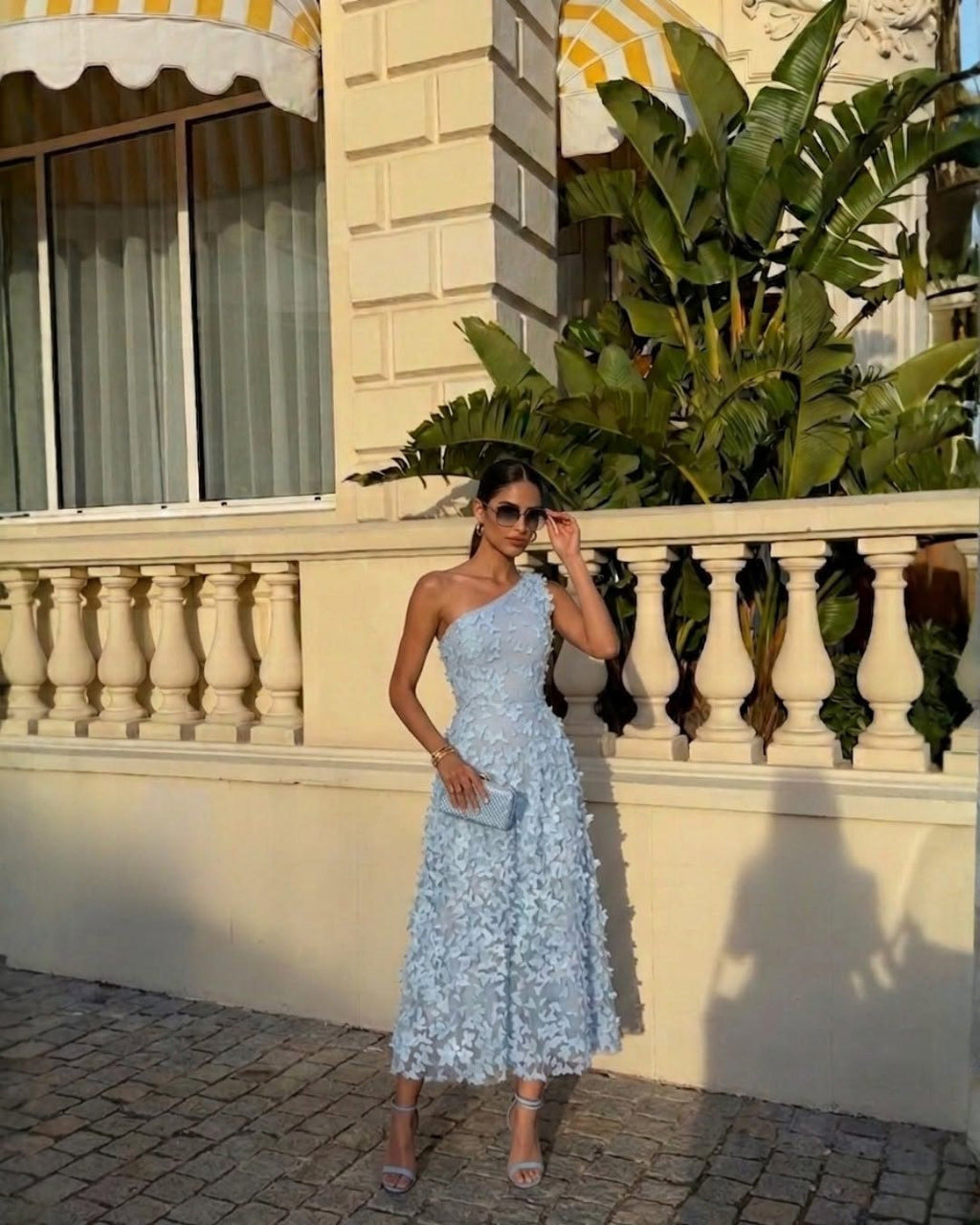 One-Shoulder Three-Dimensional Floral Dress for Women