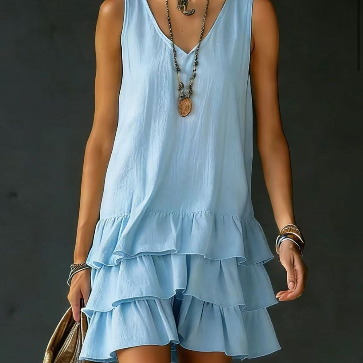 Sleeveless V-Neck A-Line Dress