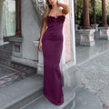Elegant Purple Satin Backless Bodycon Dress