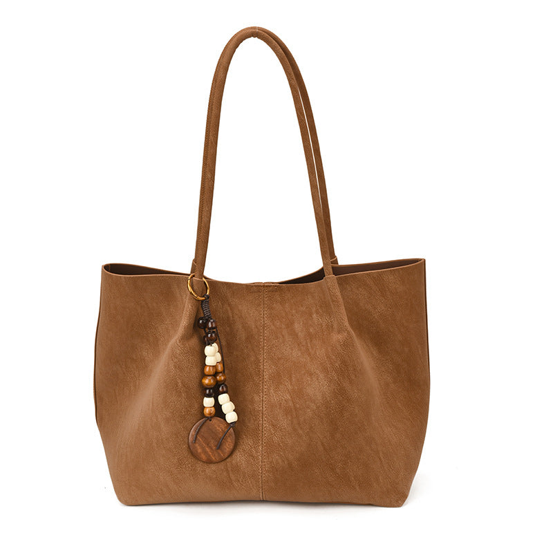 Womens Solid Color PU Leather Tote Bag