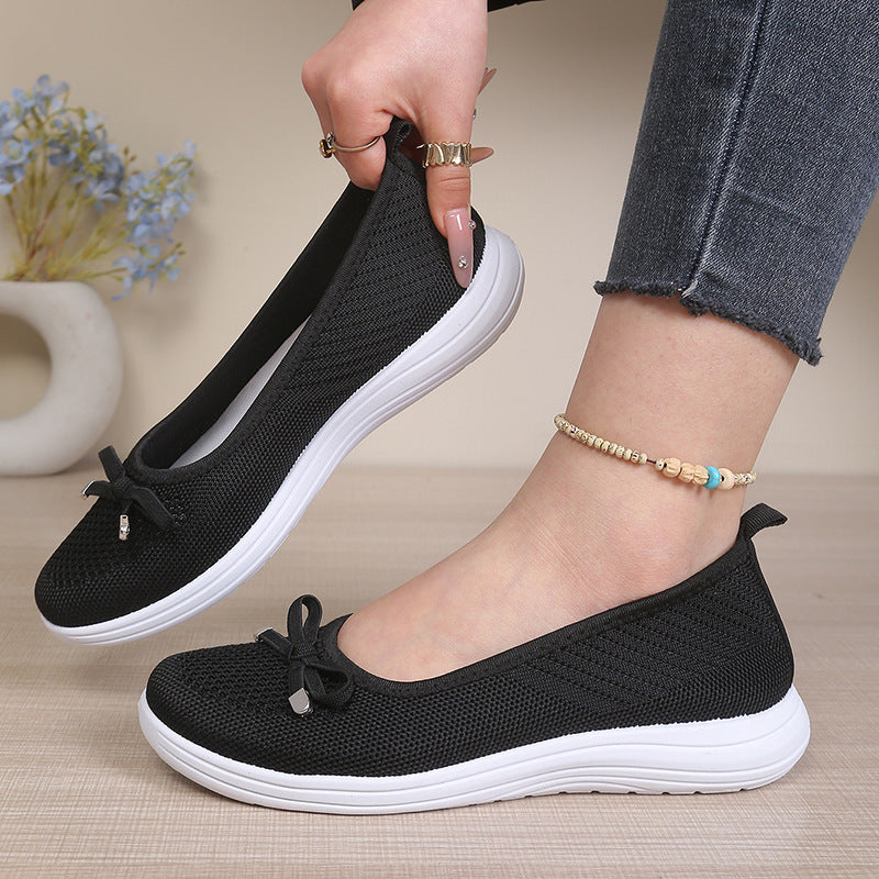 Women's breathable mesh bow platform shoes