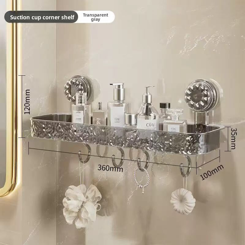 Bathroom Suction Cup Shelf with Hooks
