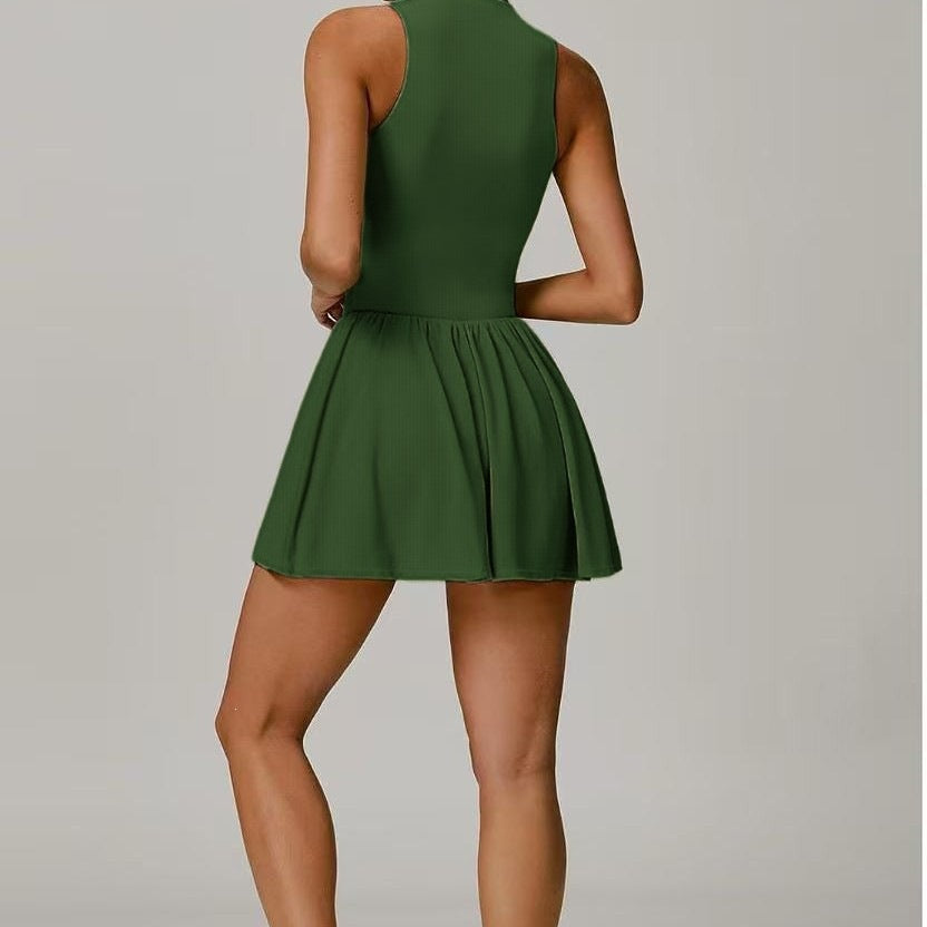 Women's seamless anti-bareback A-line skirt yoga tennis skirt