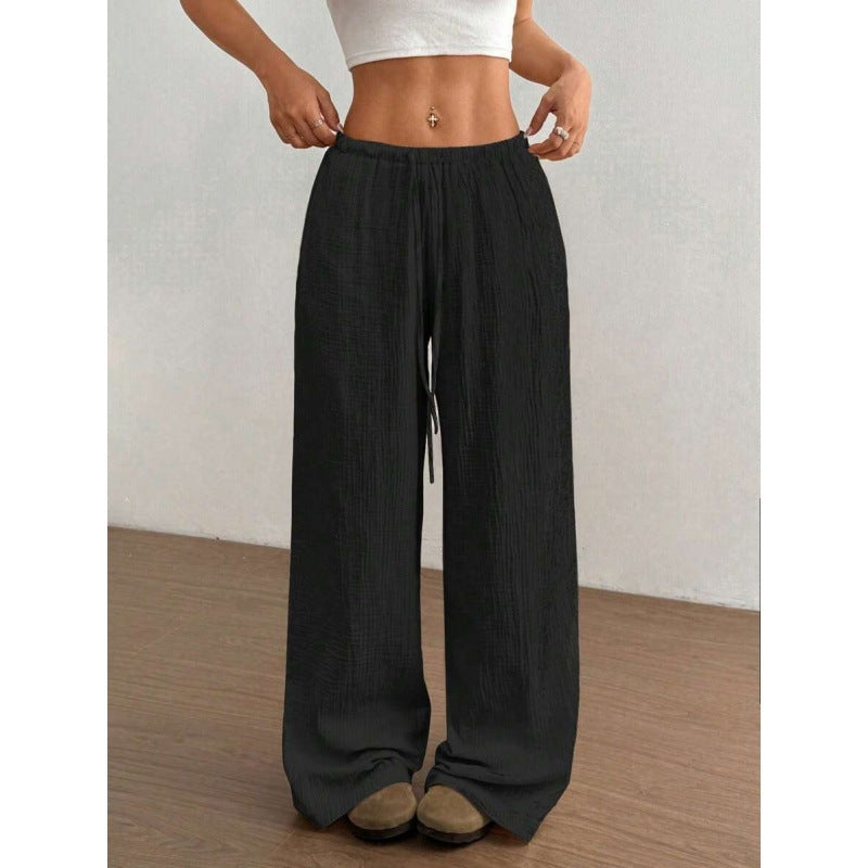 High Waist Wide Leg Cotton Trousers