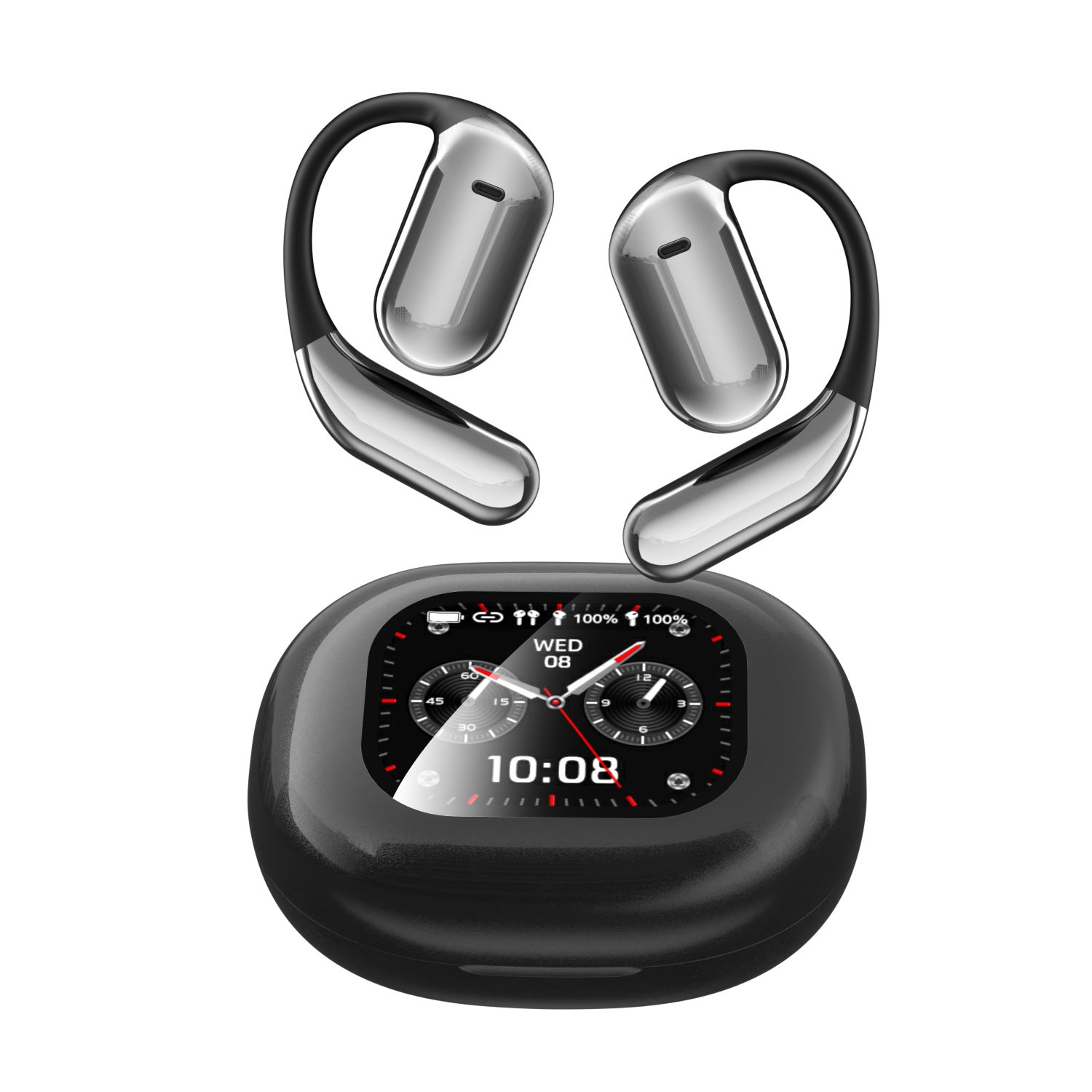 Open-Ear Bluetooth Earphones with AI Translation and Color Screen