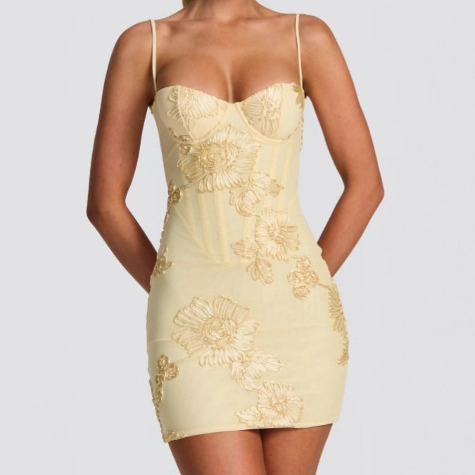 Floral Appliqu� Corset Bustier Dress