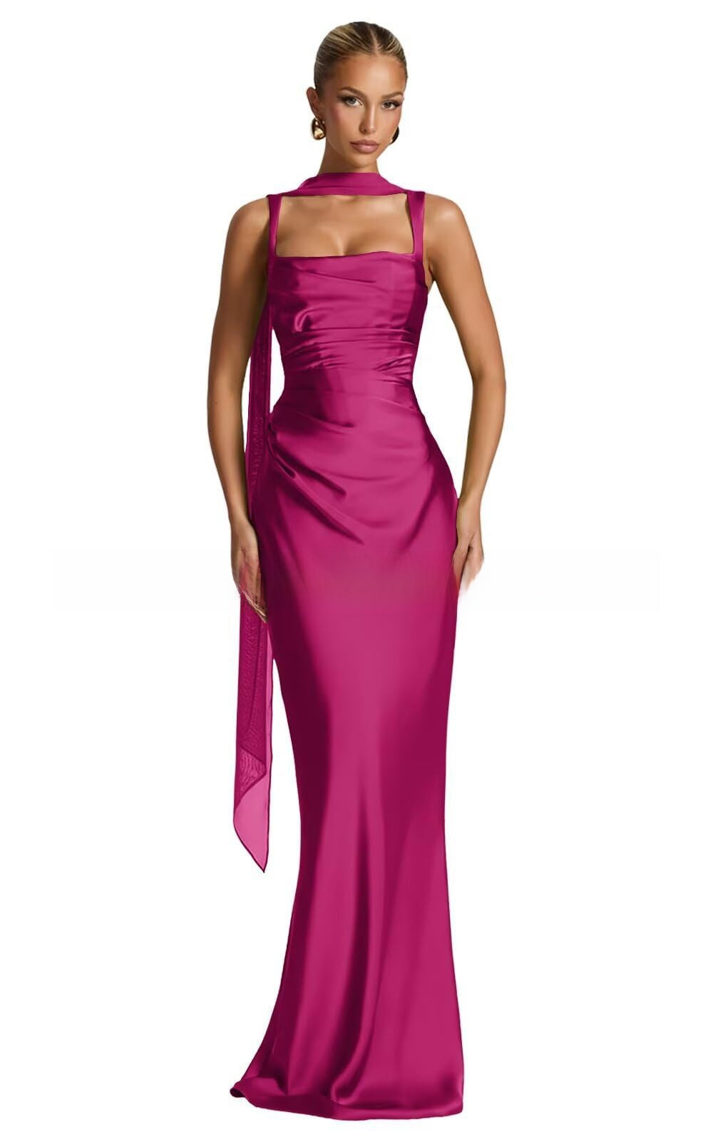 Suspender Satin Evening Dress