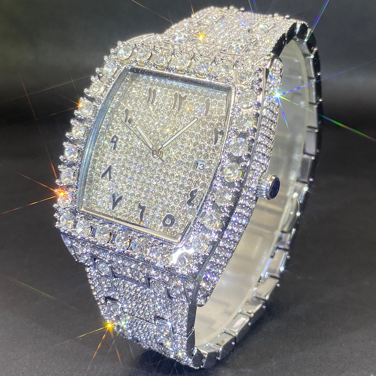 Classic Barrel Dial Rhinestone Quartz Watch