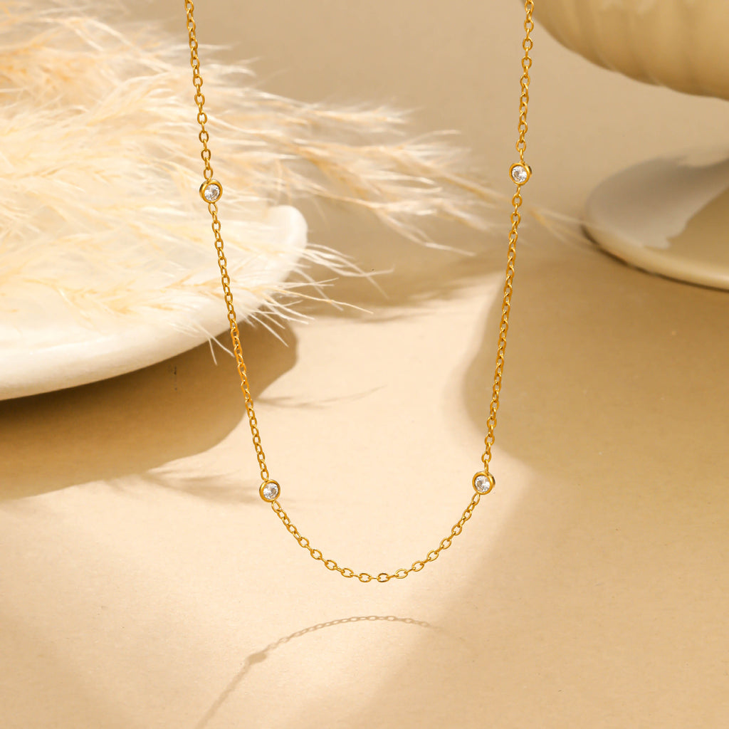 Zircon Clavicle Chain Stainless Steel Necklace