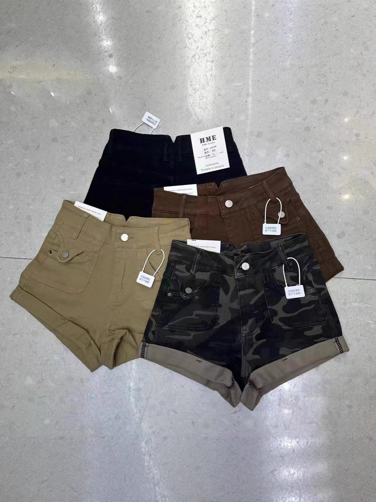 Womens Camouflage Denim Shorts