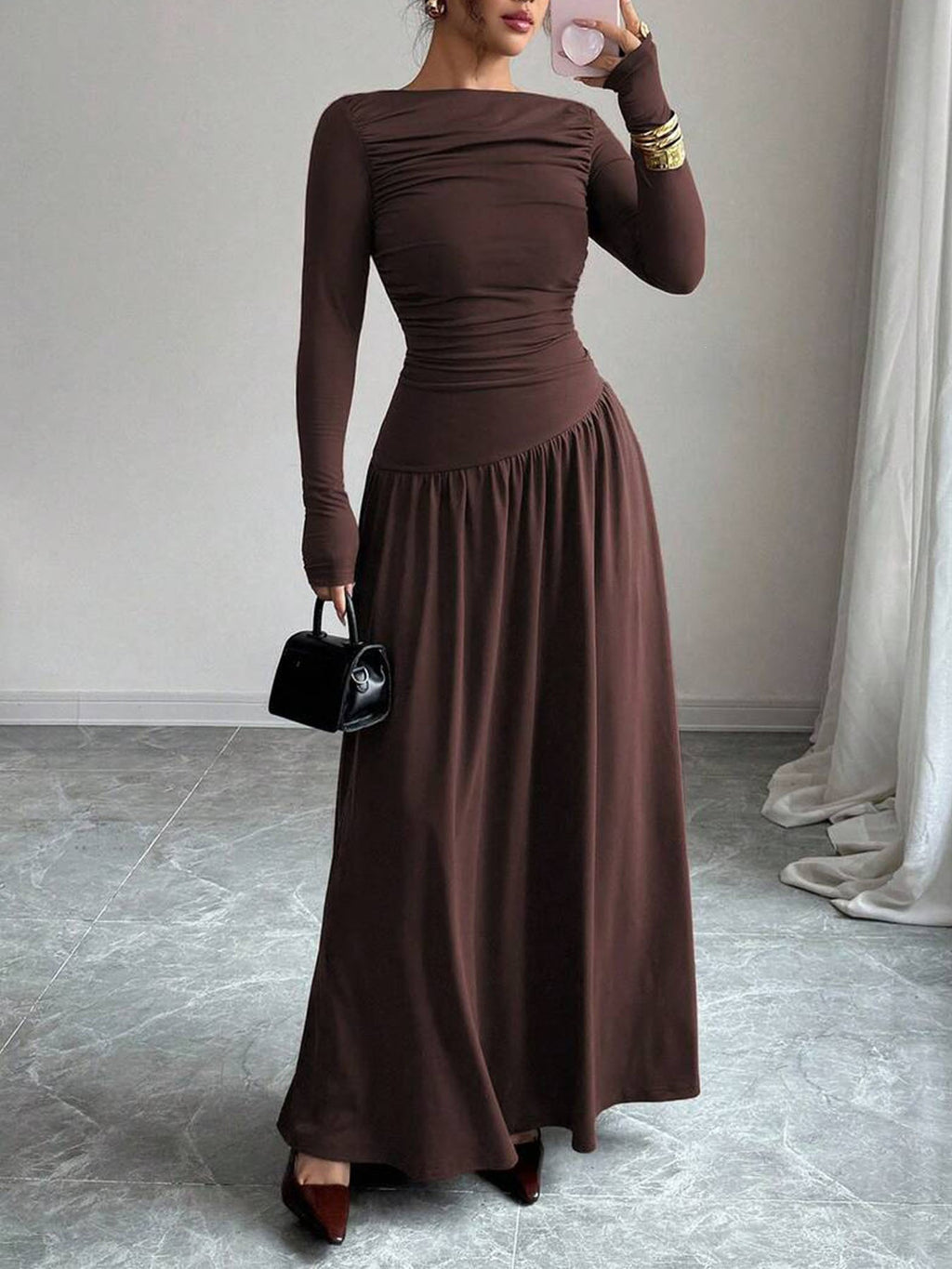 Elegant One-Shoulder Ruffled Dress