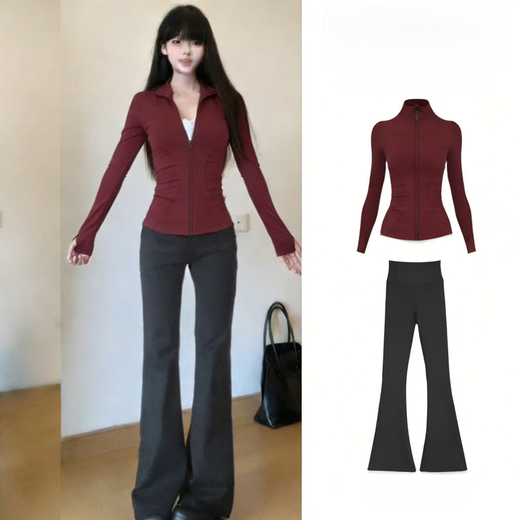 Women's 2-Piece Quick-Dry Long Sleeve Yoga Running Sports Set