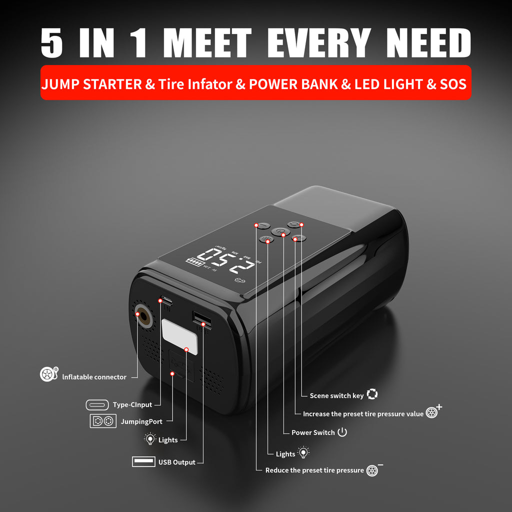 Car emergency start power supply air pump integrated machine battery