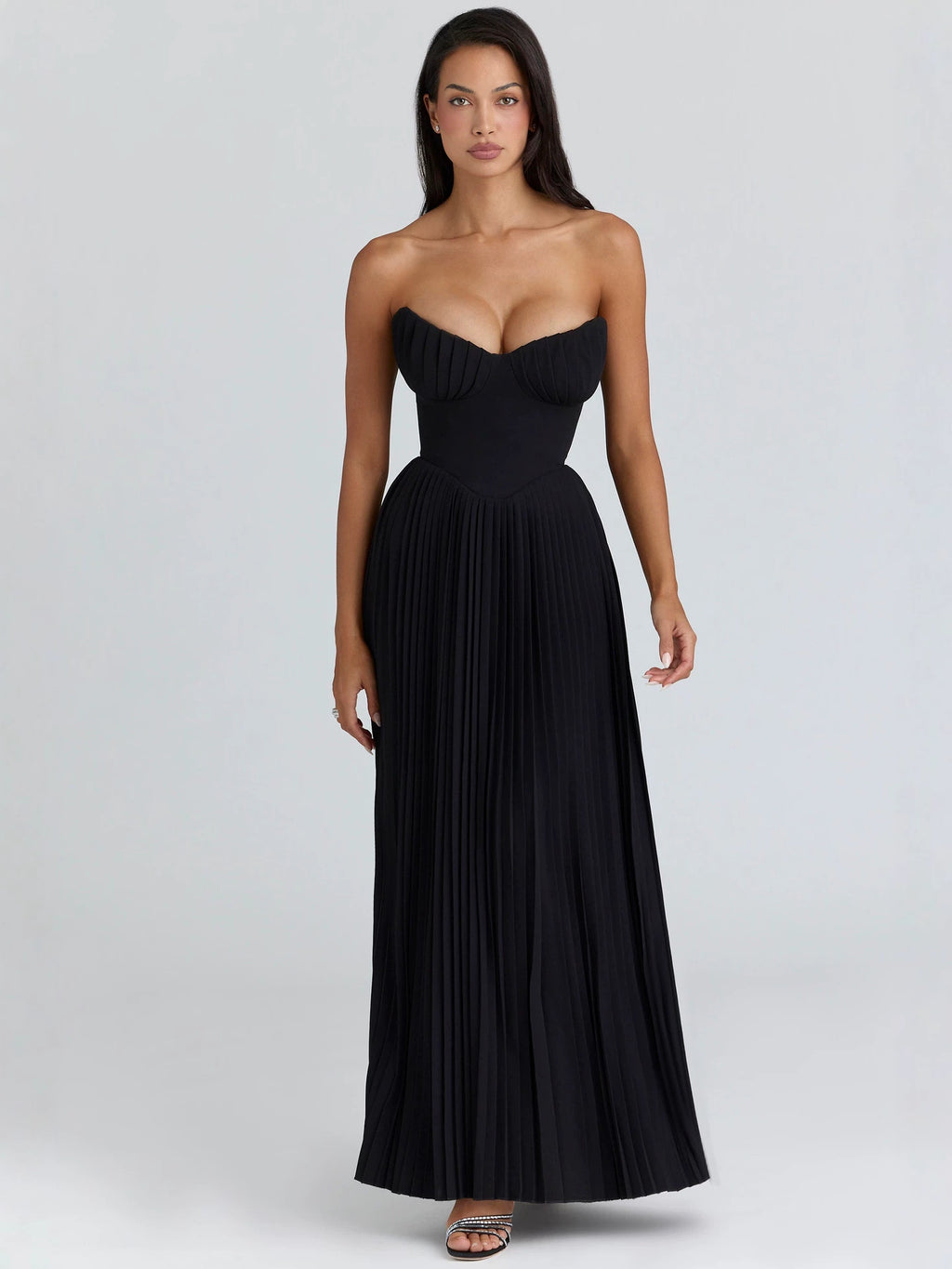 Off-Shoulder Backless Ruched High-Waist Long Dress