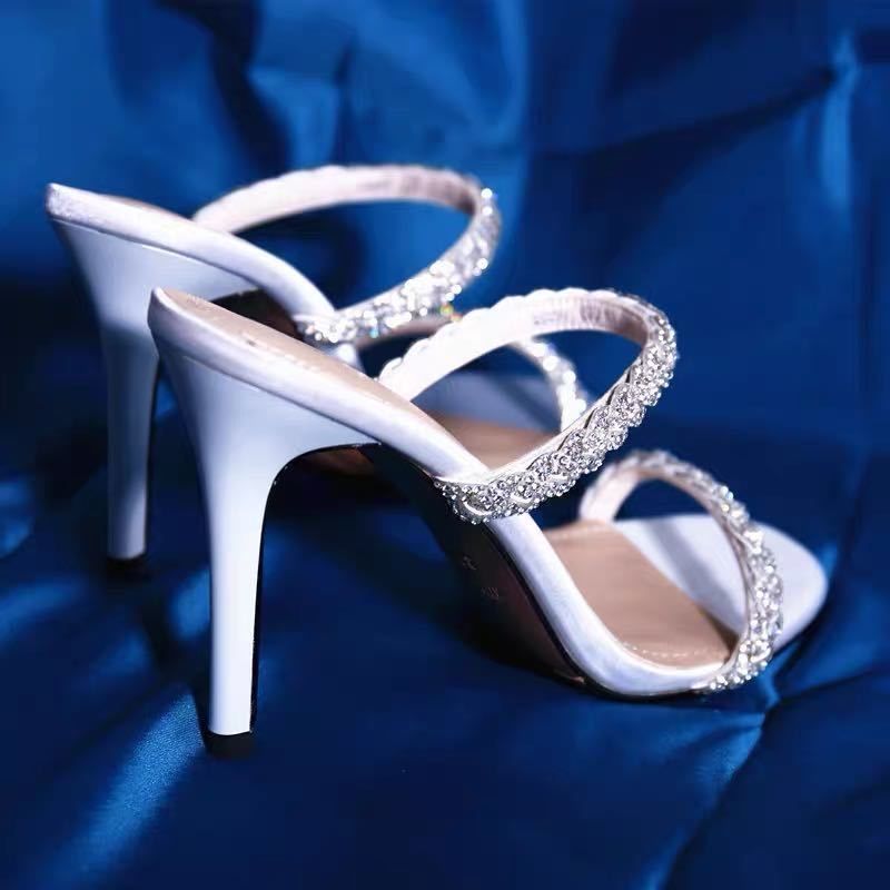 Womens Fish Mouth Lace High Heel Sandals