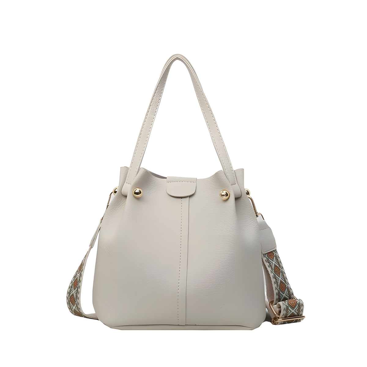 Wide-Strap Bucket Bag