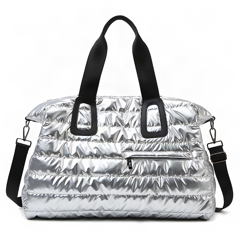 Glossy Quilted Travel Duffel Bag