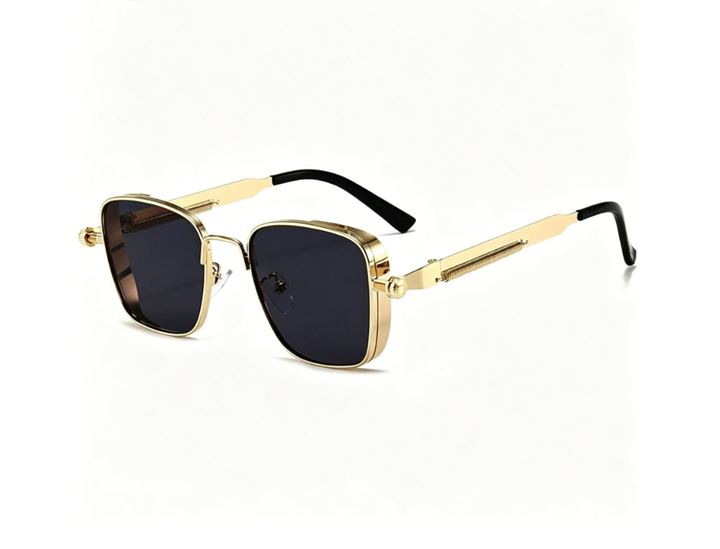 Retro Square Metal Frame Sunglasses UV400 Protection Minimalist Sun Glasses