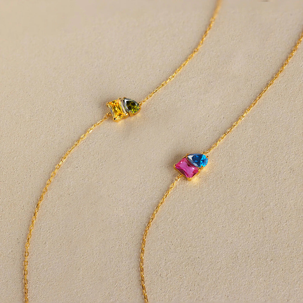 Stainless Steel Zircon Birthstone Bracelet