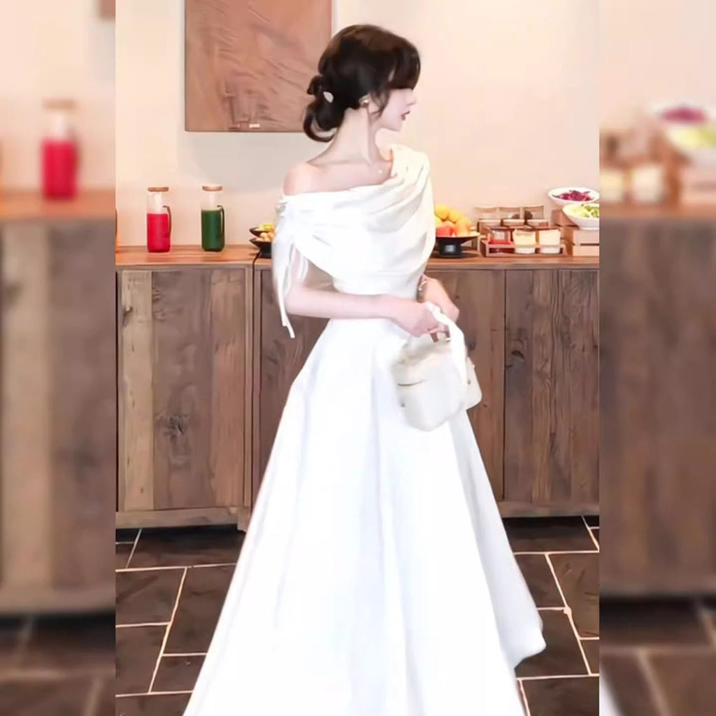 French Style Swing Collar Long Dress