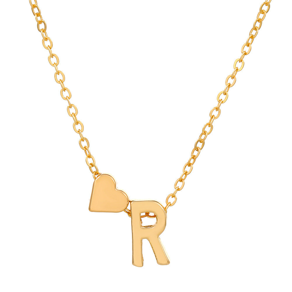 Heart Letter Necklace and Bracelet Set