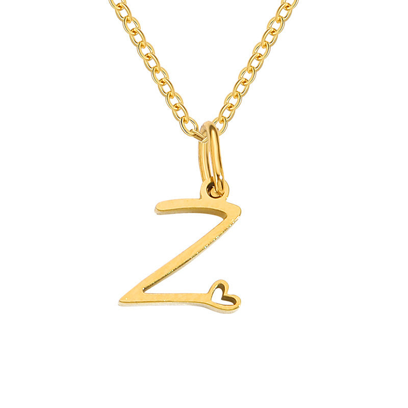 Alphabet Letter Stainless Steel Necklace