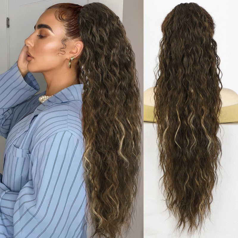 Synthetic Hair Ponytail with Water Wave Texture