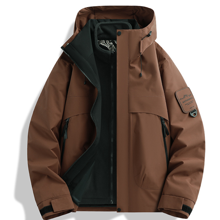 Unisex Hooded 3-in-1 Waterproof Fleece Lined Ski Hiking Jacket