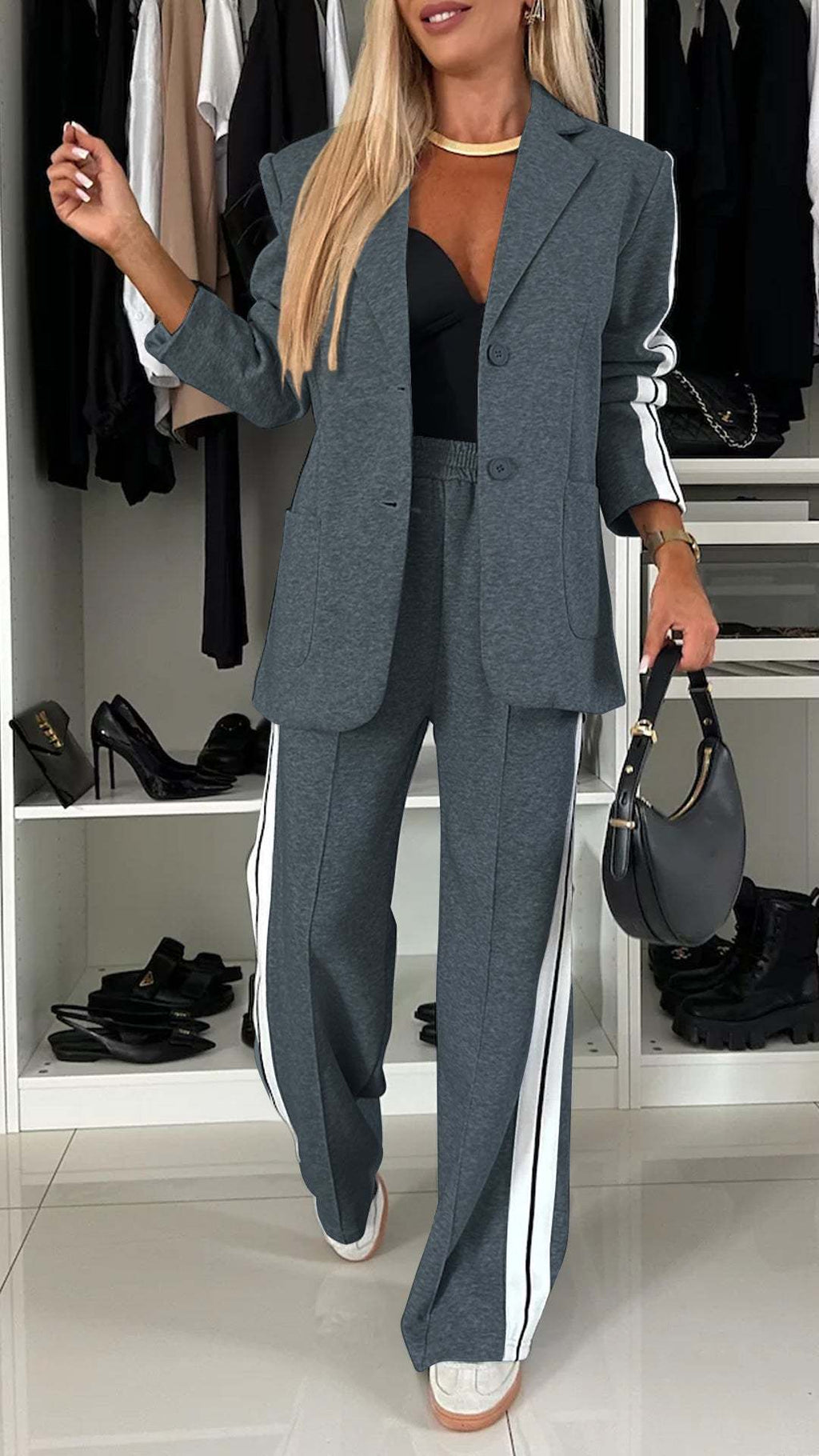 Women's Long Sleeve Lapel Casual Suit Set