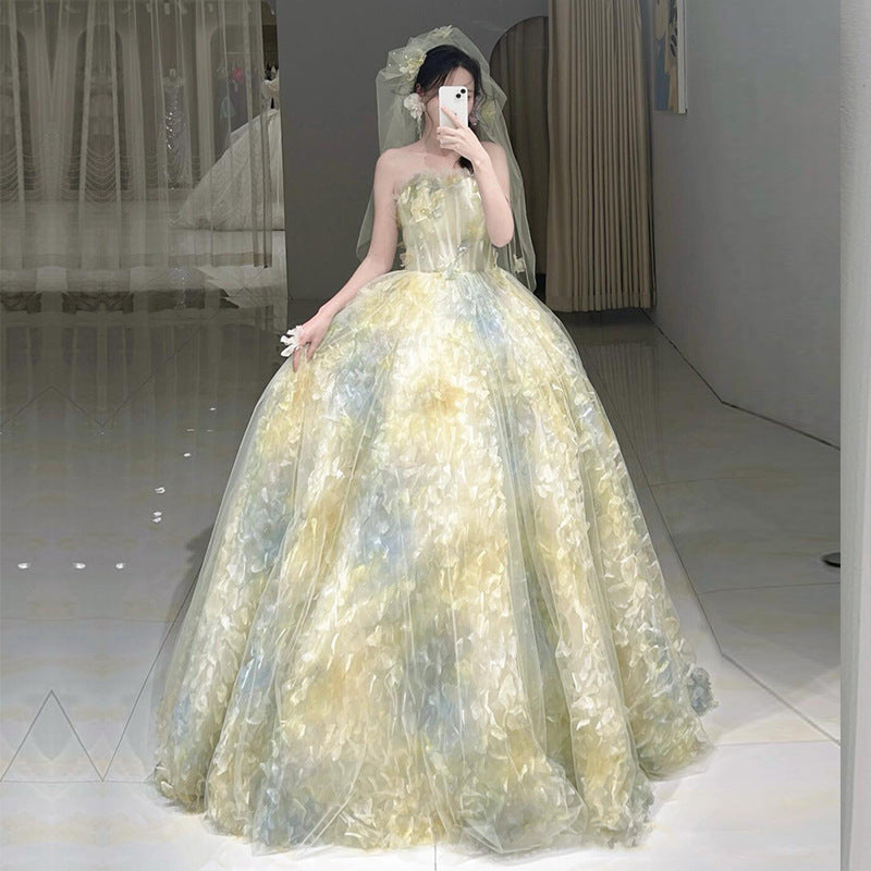 Elegant Women Evening Dress Tube Top Banquet Gown