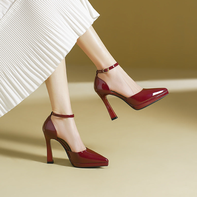 Women's sexy pointed-toe low-heeled waterproof platform sandals