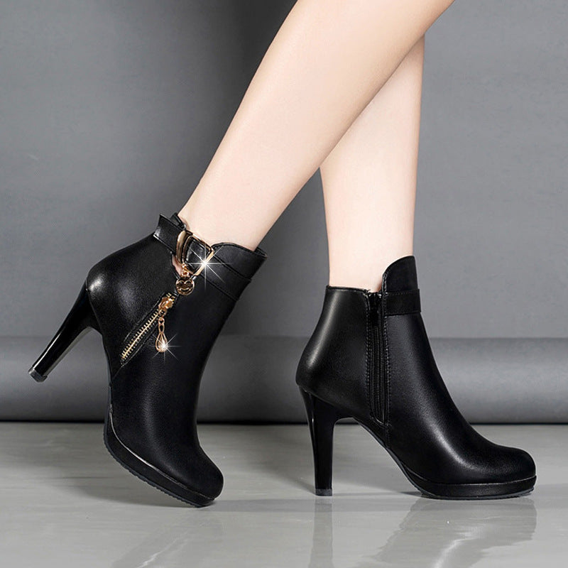 Women Stiletto Heel Ankle Boots Pointed Toe PU Fashion Boots