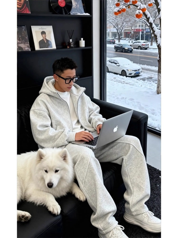 Mens Casual Hooded Sweatshirt and Pants Set