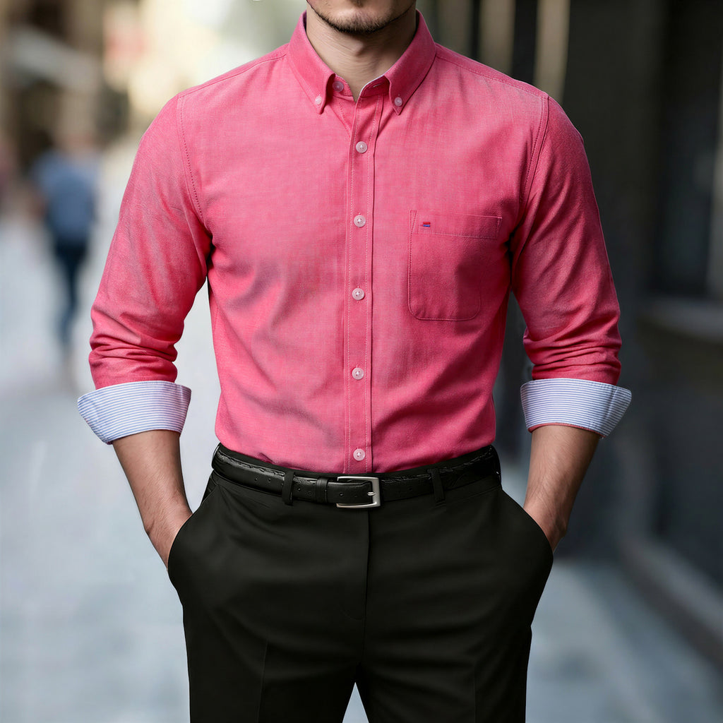 Mens Casual Solid Color Long Sleeve Shirt