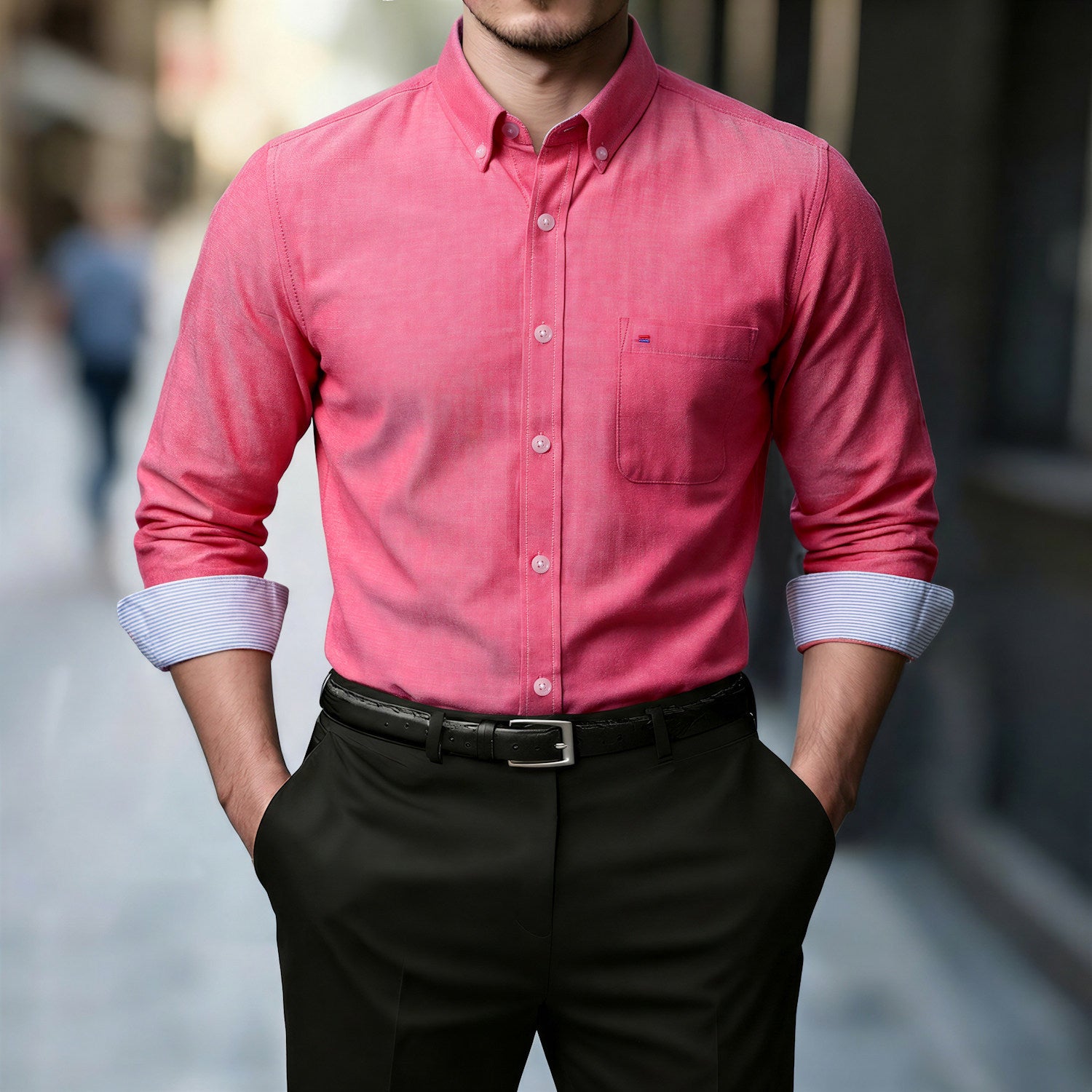 Mens Casual Solid Color Long Sleeve Shirt