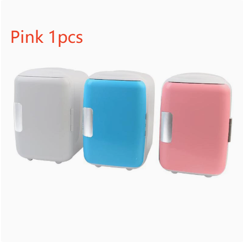 4L Portable Car and Home Mini Fridge, Cooling and Warming Refrigerator, 12V/110V-220V, Blue Pink White