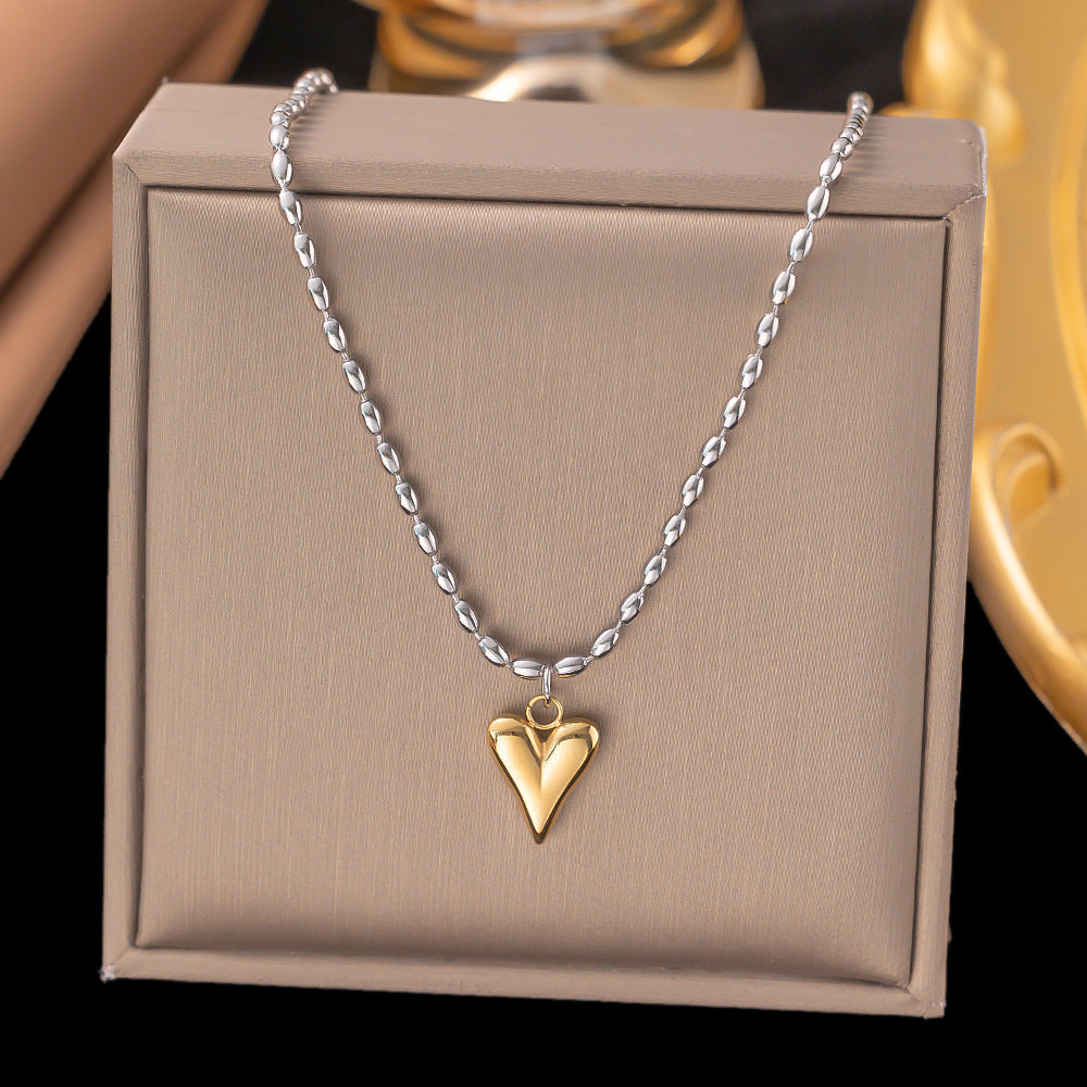 Titanium Steel Heart-Shaped Necklace for Women Fashion Heart Pendant Necklace