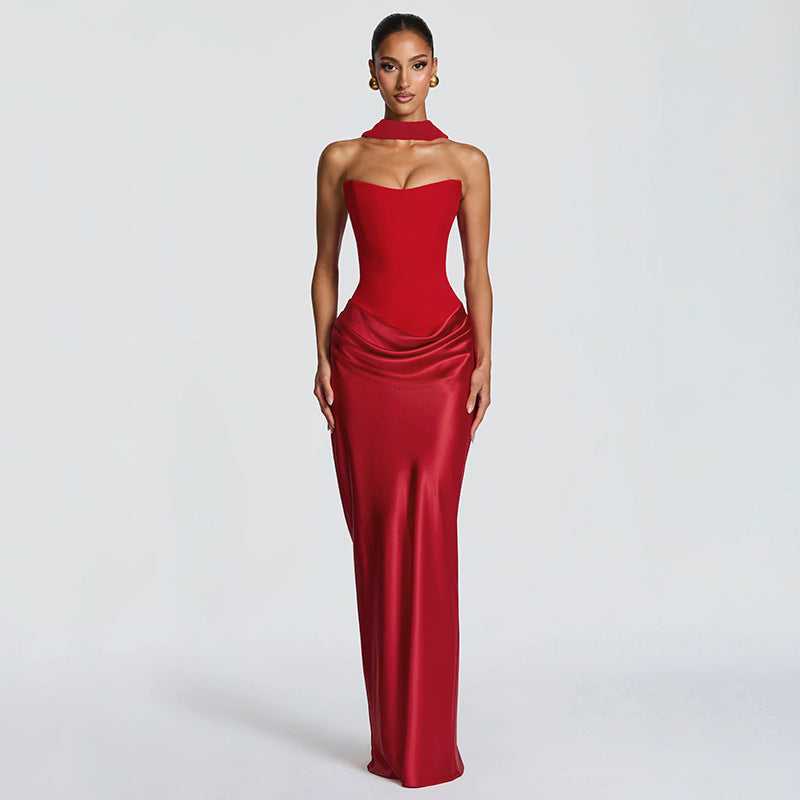 Elegant Sleeveless Patchwork Backless Bodycon Dress