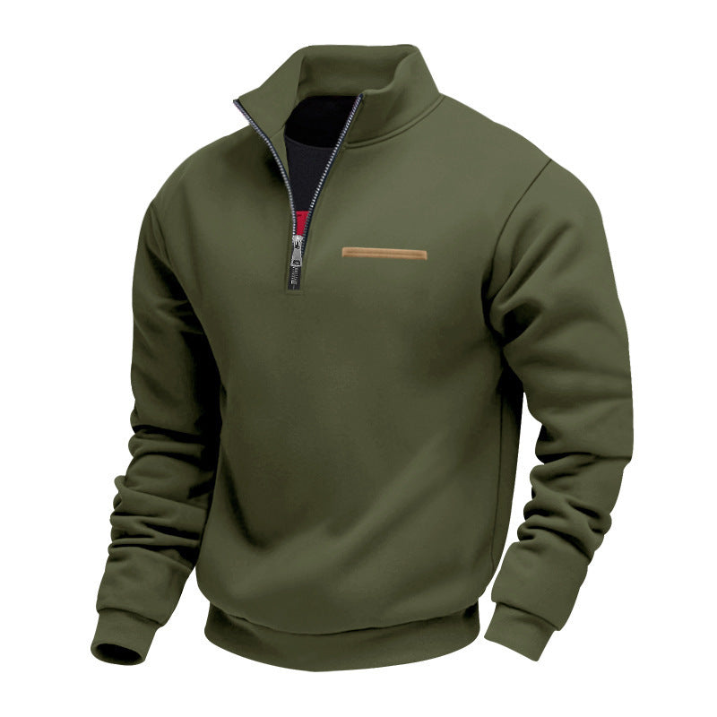 Heavyweight Stand-Up Collar Contrast Stripe Sports Sweatshirt