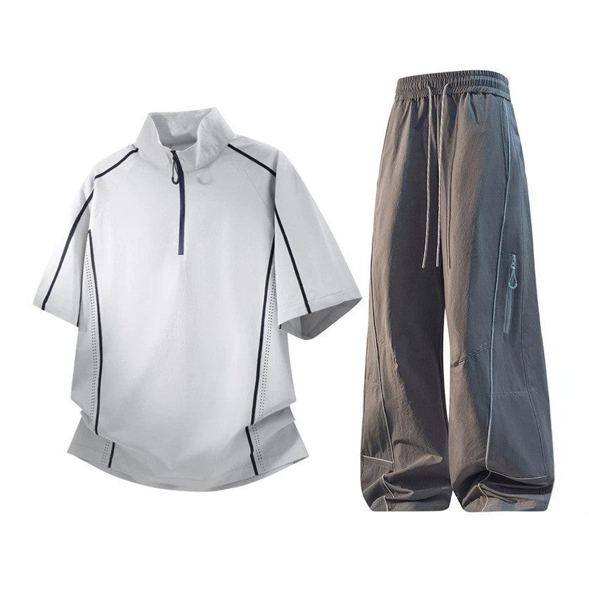 Mens Athletic Half Zip Sportswear Set