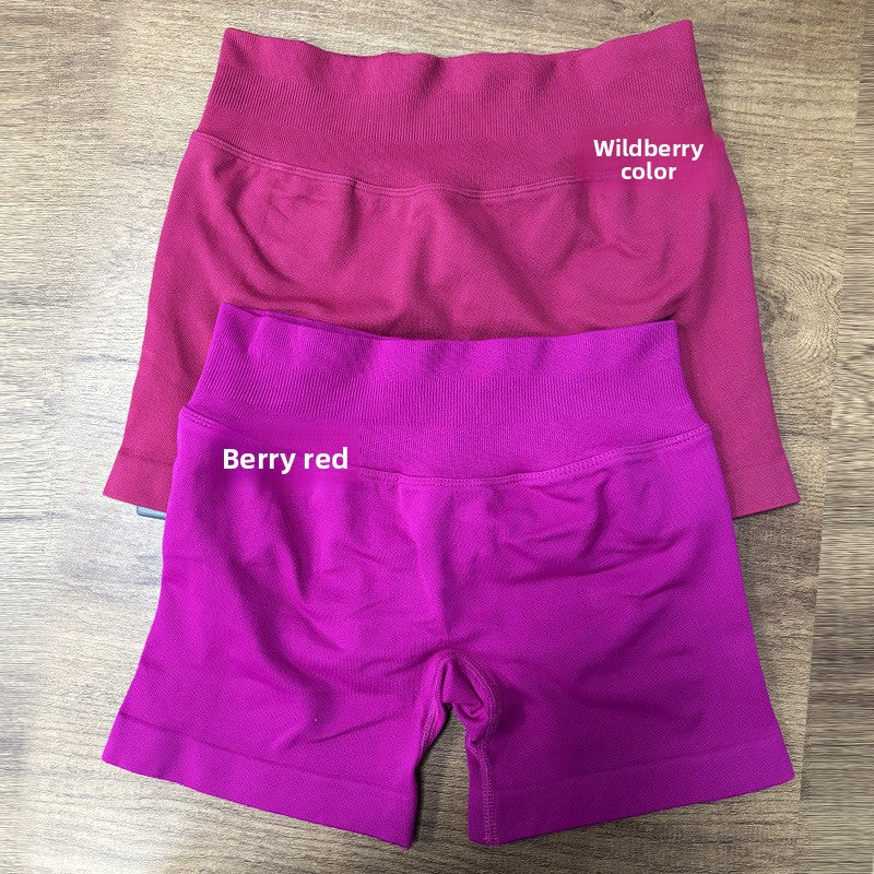 Seamless Knitted High Elastic Nylon Yoga Shorts with Waist Pleating and Hip Lift